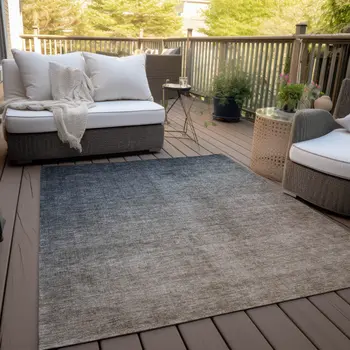 10' X 14' Taupe and Gray Ombre Washable Non Skid Indoor Outdoor Area Rug