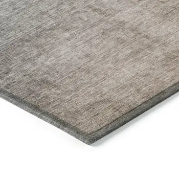 10' X 14' Taupe and Gray Ombre Washable Non Skid Indoor Outdoor Area Rug