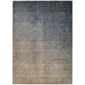 10' X 14' Taupe and Gray Ombre Washable Non Skid Indoor Outdoor Area Rug