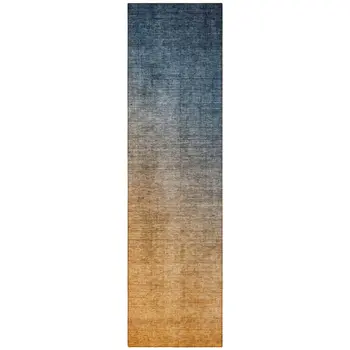 8' Gold Ombre Washable Indoor Outdoor Runner Rug