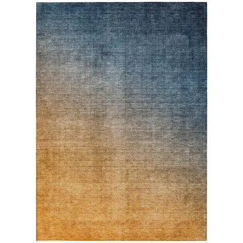 9' X 12' Gold Ombre Washable Indoor Outdoor Area Rug