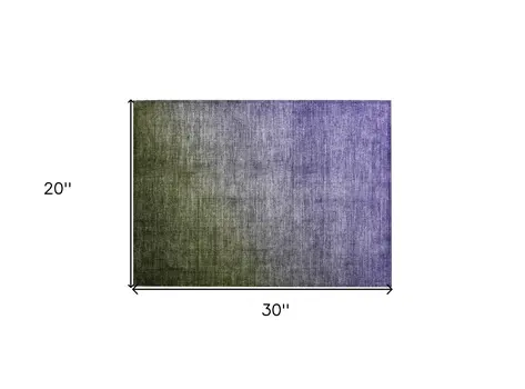 2' X 3' Olive Green and Purple Ombre Washable Non Skid Indoor Outdoor Area Rug
