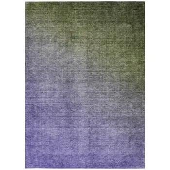 3' X 5' Olive Green And Purple Ombre Washable Indoor Outdoor Area Rug