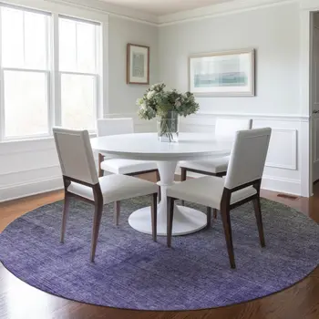 8' Olive Green And Purple Round Ombre Washable Indoor Outdoor Area Rug