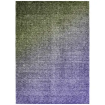 9' X 12' Olive Green And Purple Ombre Washable Indoor Outdoor Area Rug