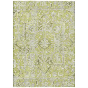 5' X 8' Artichoke Green Oriental Washable Non Skid Indoor Outdoor Area Rug
