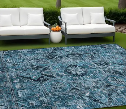 10' X 14' Gray Oriental Washable Indoor Outdoor Area Rug