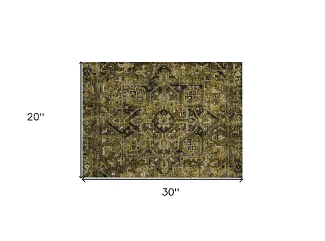2' X 3' Coffee and Gray Oriental Washable Non Skid Indoor Outdoor Area Rug