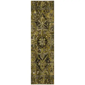 8' Runner Coffee and Gray Oriental Washable Non Skid Indoor Outdoor Runner Rug