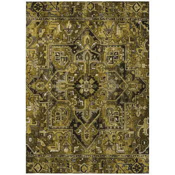 8' X 10' Coffee and Gray Oriental Washable Non Skid Indoor Outdoor Area Rug