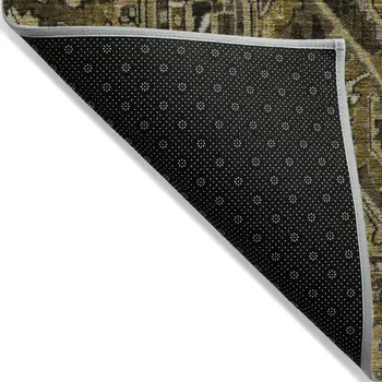 10' X 14' Coffee And Gray Oriental Washable Indoor Outdoor Area Rug