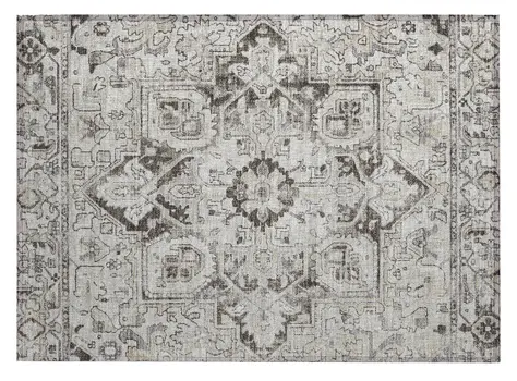2' X 3' Ivory and Dark Brown Oriental Washable Non Skid Indoor Outdoor Area Rug