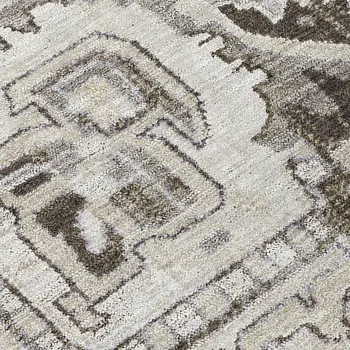3' X 5' Ivory and Dark Brown Oriental Washable Non Skid Indoor Outdoor Area Rug