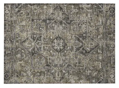 2' X 3' Taupe and Dark Taupe Oriental Washable Non Skid Indoor Outdoor Area Rug