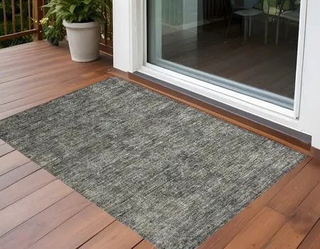 2' X 3' Brown and Black Oriental Washable Non Skid Indoor Outdoor Area Rug