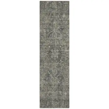 8' Runner Brown and Black Oriental Washable Non Skid Indoor Outdoor Runner Rug