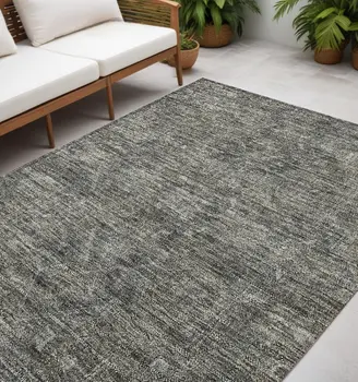 5' X 8' Brown and Black Oriental Washable Non Skid Indoor Outdoor Area Rug