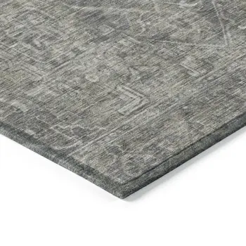 9' X 12' Brown and Black Oriental Washable Non Skid Indoor Outdoor Area Rug
