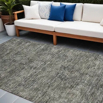 10' X 14' Brown and Black Oriental Washable Non Skid Indoor Outdoor Area Rug