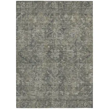 10' X 14' Brown and Black Oriental Washable Non Skid Indoor Outdoor Area Rug