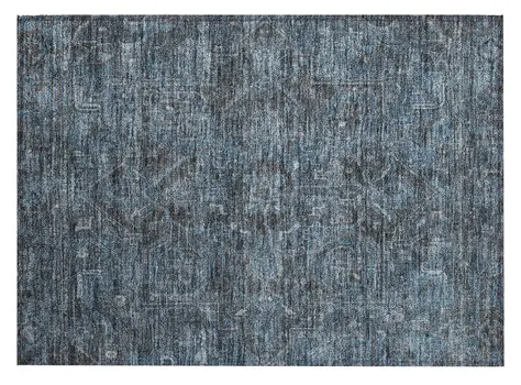 2' X 3' Navy and Black Oriental Washable Non Skid Indoor Outdoor Area Rug