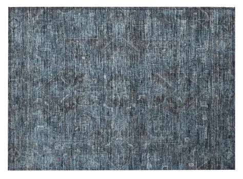 2' X 3' Navy and Black Oriental Washable Non Skid Indoor Outdoor Area Rug