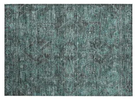 2' X 3' Turquoise Oriental Washable Non Skid Indoor Outdoor Area Rug