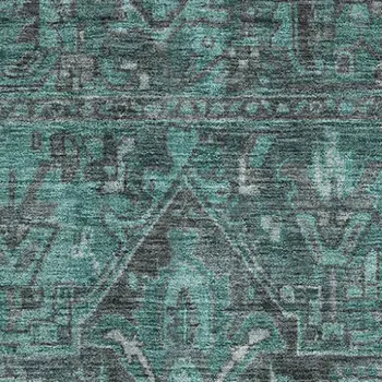 8' Runner Turquoise Oriental Washable Non Skid Indoor Outdoor Runner Rug