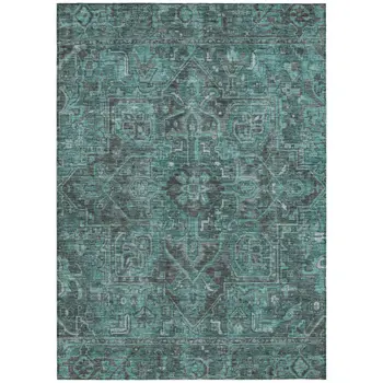 3' X 5' Turquoise Oriental Washable Non Skid Indoor Outdoor Area Rug