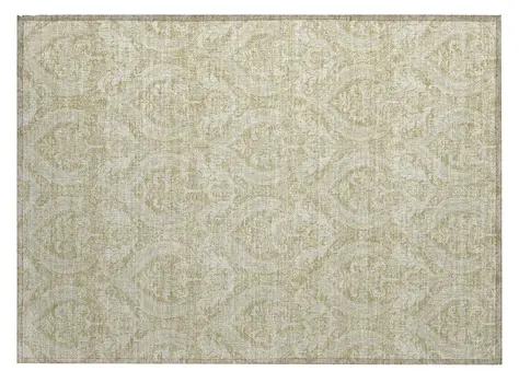 2' X 3' Light Green Damask Washable Non Skid Indoor Outdoor Area Rug