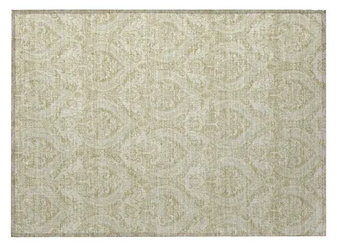 2' X 3' Light Green Damask Washable Non Skid Indoor Outdoor Area Rug