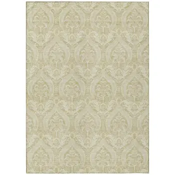3' X 5' Light Green Damask Washable Non Skid Indoor Outdoor Area Rug