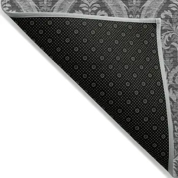 2' X 3' Gray Damask Washable Non Skid Indoor Outdoor Area Rug
