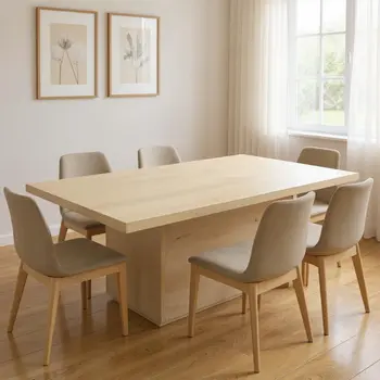 84" Natural Solid Wood Pedestal Base Dining Table