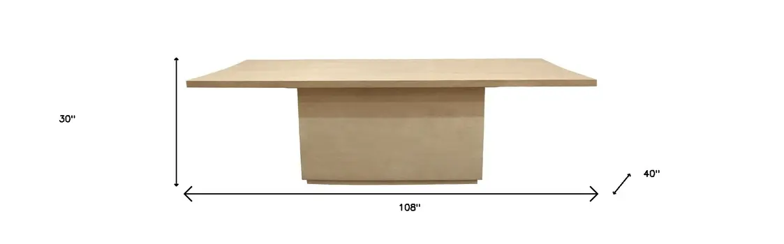 108" Natural Solid Wood Pedestal Base Dining Table