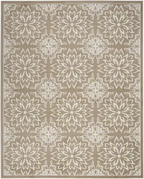 4' X 6' Taupe and Ivory Floral Non Skid Area Rug