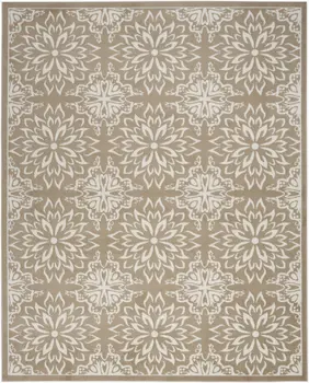 4' X 6' Taupe and Ivory Floral Non Skid Area Rug