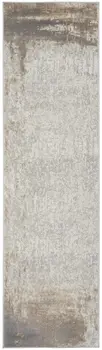 8' Gray and Ivory Abstract Non Skid Runner Rug