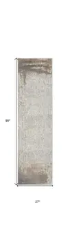 8' Gray and Ivory Abstract Non Skid Runner Rug