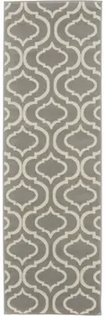 6' Gray and Ivory Trellis Non Skid Runner Rug