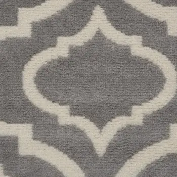 6' Gray and Ivory Trellis Non Skid Runner Rug
