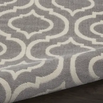 6' Gray and Ivory Trellis Non Skid Runner Rug