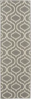 6' Gray and Ivory Trellis Non Skid Runner Rug