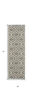 6' Gray and Ivory Trellis Non Skid Runner Rug