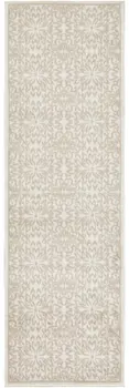6' Beige and Ivory Floral Non Skid Runner Rug