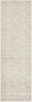 6' Beige and Ivory Floral Non Skid Runner Rug