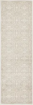 6' Beige and Ivory Floral Non Skid Runner Rug