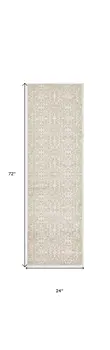6' Beige and Ivory Floral Non Skid Runner Rug