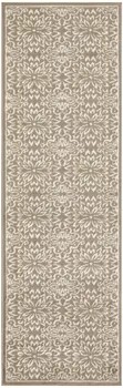 6' Taupe and Ivory Floral Non Skid Runner Rug