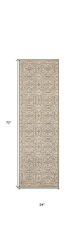 6' Taupe and Ivory Floral Non Skid Runner Rug